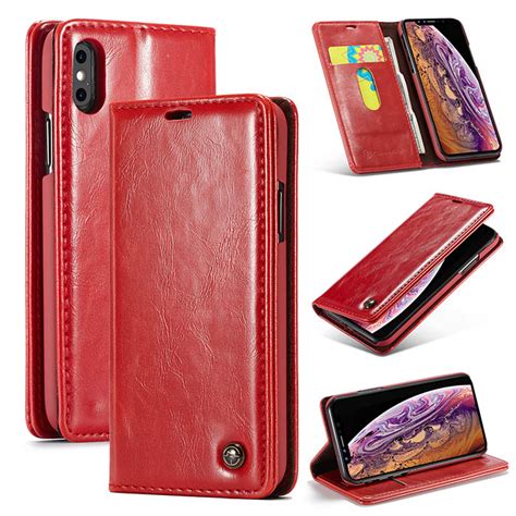 CaseMe iPhone Xs Max Wallet Magnetic Flip Stand Leather Case Red in ...