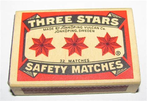 Vintage Matchbox Three Stars Safety Matches Strike on Box 10 Matches ...