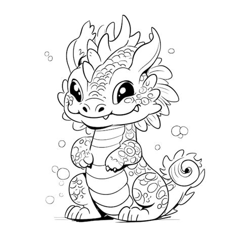 Premium Vector | Cute cartoon chinese dragon hand drawn line drawing