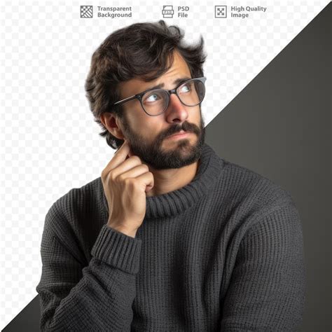 Premium PSD | A man wearing glasses looks at the camera with a beard