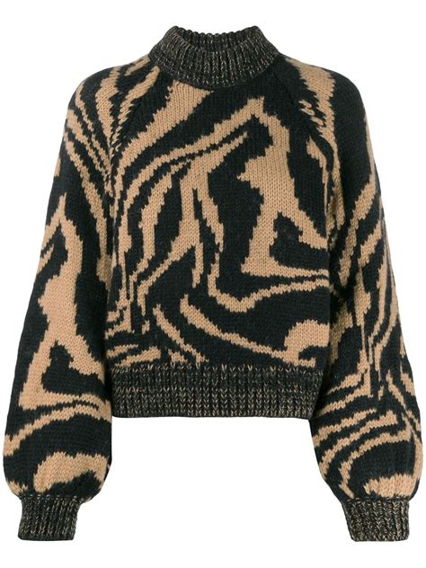 Ganni Tiger Print Jumper Ss20 | Farfetch.com High Low Sweaters, Red ...