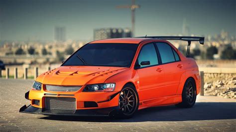 orange sedan #Mitsubishi Mitsubishi Lancer Evolution IX #car #1080P # ...