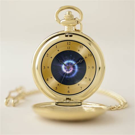 Time Machine ~ Energy Blue Spiral ~ Time Travel Pocket Watch | Zazzle ...