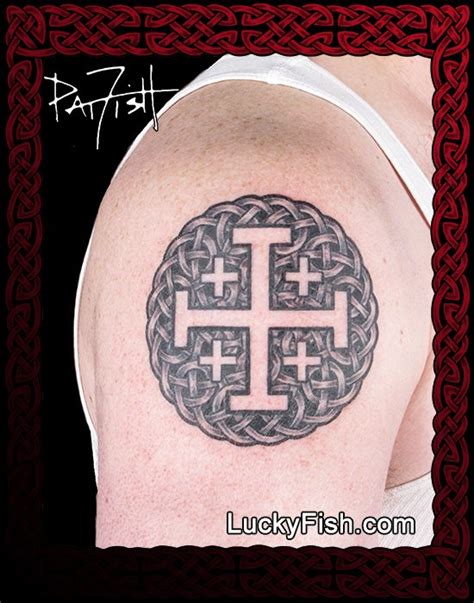 Jerusalem Cross Tattoo with Celtic Design — LuckyFish, Inc. and Tattoo ...