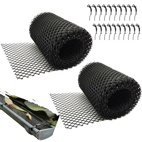 Buy 2-Pack Plastic Gutter Guard Mesh Roll 6” x 20Ft Rain Gutter Leaf ...