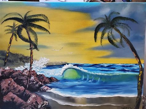 Sunset Wave/Bob Ross Style/Original Seascape. Oilpainting | Etsy ...