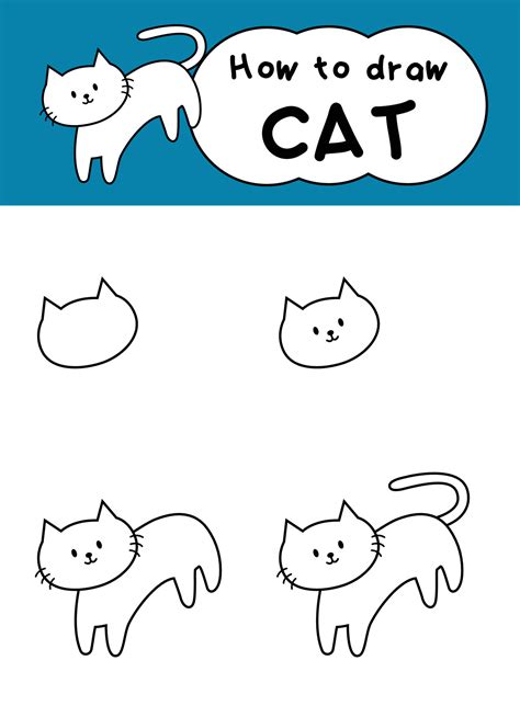 How to draw white cat step by step for education. Kids cartoon 27380836 ...