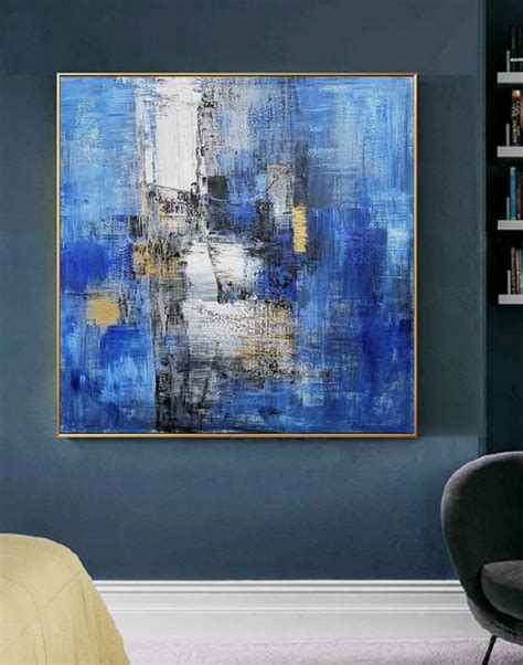 Large Blue Abstract Canvas PaintingMinimalist Abstract - Etsy