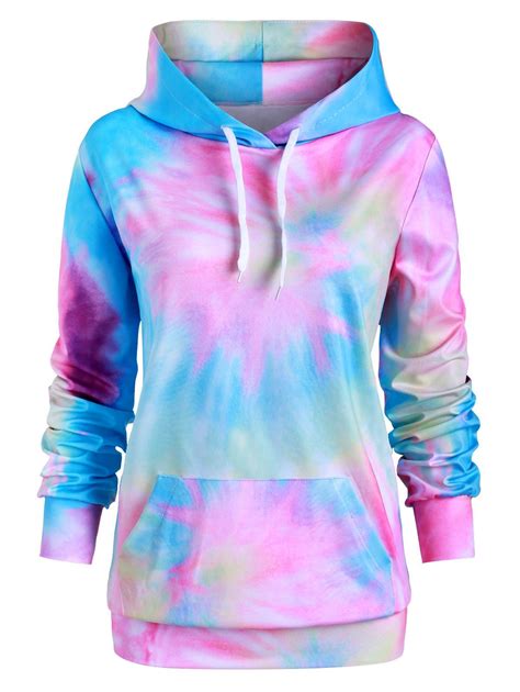 [30% OFF] 2022 Plus Size Front Pocket Tie Dye Hoodie In Multicolor ...