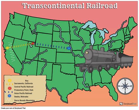 Transcontinental Railroad Map Storyboard by liane