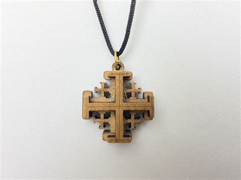 Jerusalem Cross Necklace - Bethlehem Wood Carving