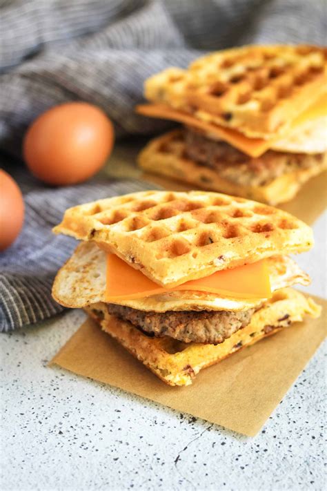 Sausage and Egg Waffle Sandwiches | Street Smart Nutrition