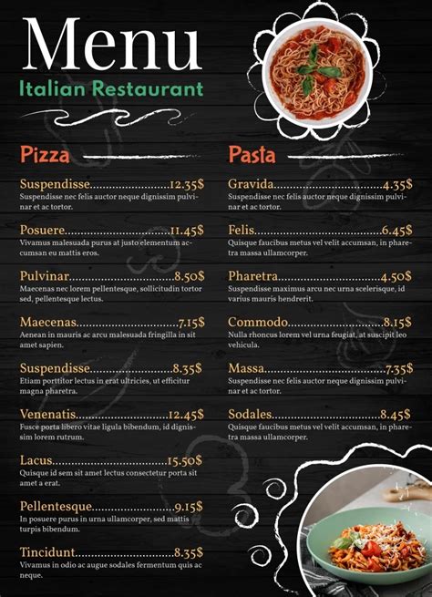 Italian Food Menu Design