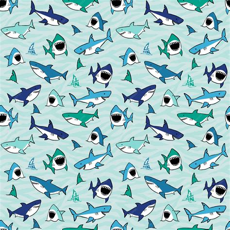 Premium Vector | Shark fish multi color repeat pattern design vector ...