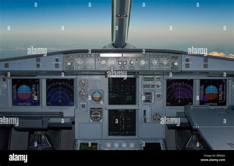 Airbus A321 cockpit and sky composite image – instruments clearly show ...