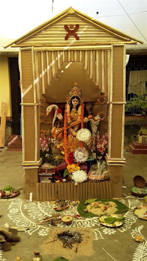 creativeidia: Low budget saraswati puja pandal decoration idea and ...