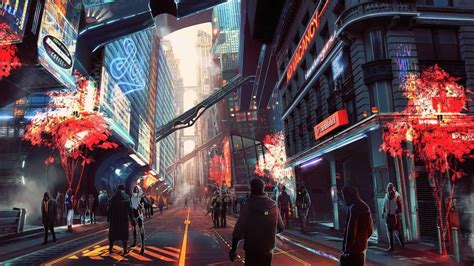 Futuristic anime city - backiee