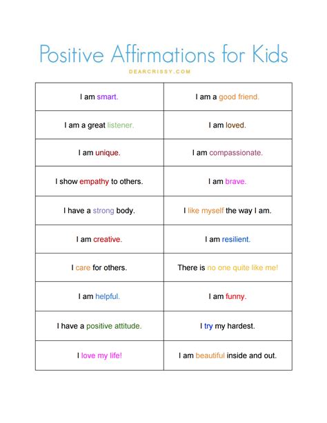 Printable Positive Affirmation Worksheet - Printable Word Searches