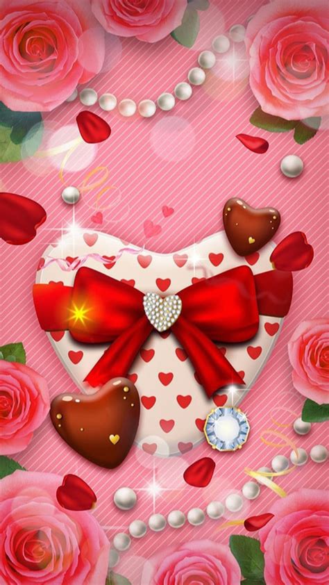 Love, flowers, rose, ribbon, pink, heart, pearl, red, roses, desenho ...