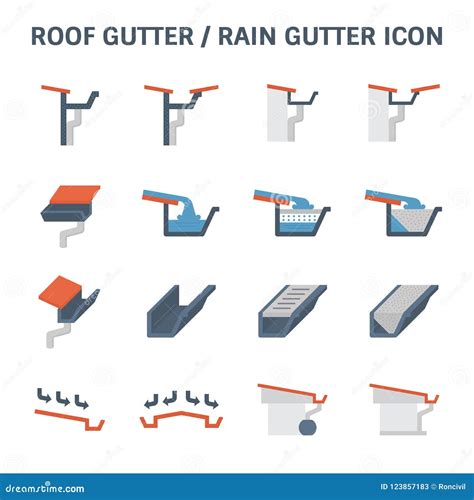 Roof Gutter Icon stock vector. Illustration of line - 123857183