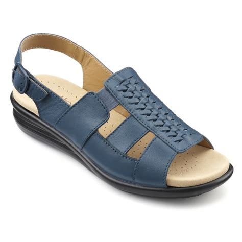 Hotter Womens Candice Extra Wide Blue River Leather Sandals