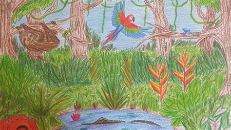 Rainforest drawing | Student art, Art projects, Drawings