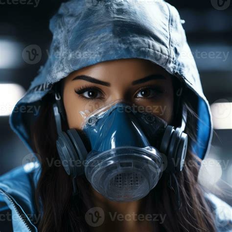 a woman wearing a gas mask 29681155 Stock Photo at Vecteezy