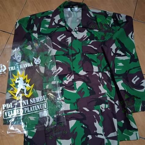 Jual baju pdl pelbet loreng tni velbed woll platinum seragam loreng tni ...