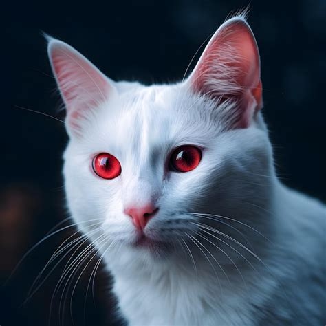 Premium AI Image | White cat with red eyes