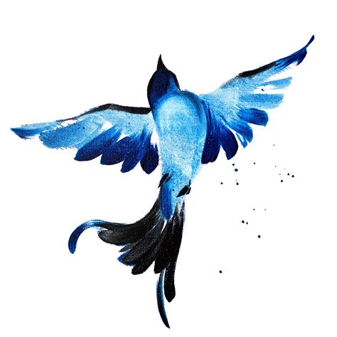 Digital illustration with oil painted flying blue bird. Blue | Etsy in ...