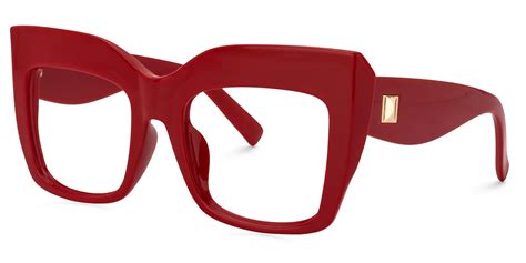 Cassandra - Square Red Eyeglasses | Vooglam