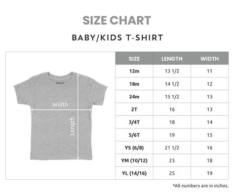 Size Chart For Youth