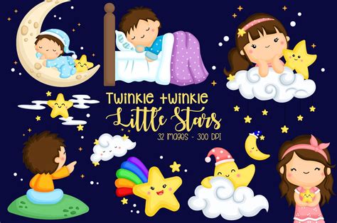 Twinkle Twinkle Little Star Clipart | Creative Market