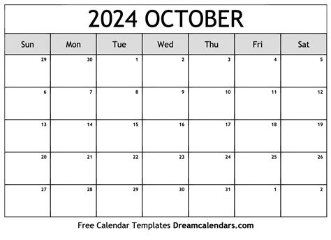 Blank October 2024 Printable Calendar - Britt Colleen