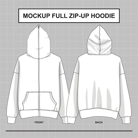 Vector Mockup Full Zip up Hoodie Over Face Illustrator, EPS, PDF, and ...