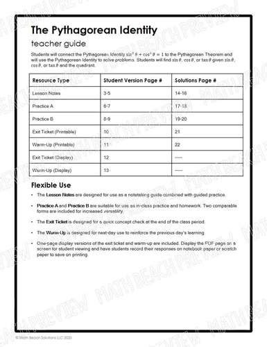 The Pythagorean Identity Lesson by Math Beach Solutions | TPT