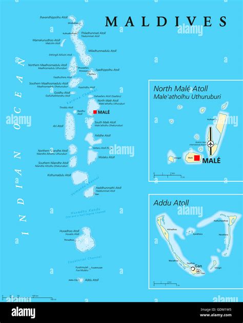 Maldives political map with capital Male on Kings Island and Stock ...