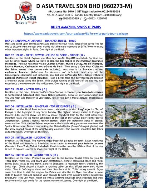 Switzerland Tour Packages 2023/2024 by D Asia Travels - Issuu