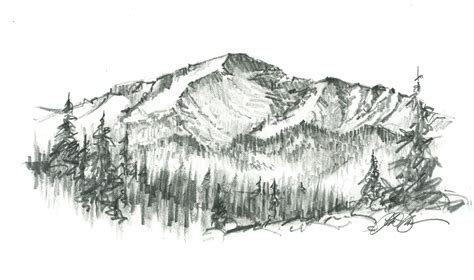 Pikes peak pencil drawing - possible ankle tattoo? | Landscape pencil ...