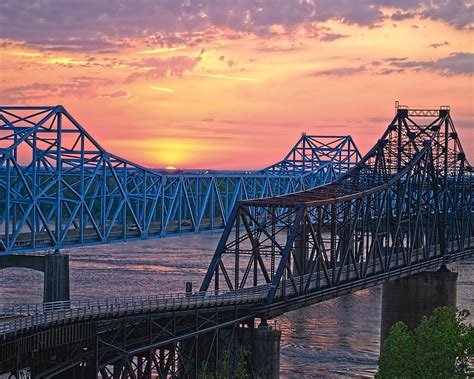 Mississippi River Bridge at Sunset I Photograph by Michael Taylor - Pixels