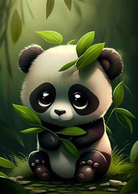 'Cute Panda Animal Cartoon' Poster, picture, metal print, paint by ...