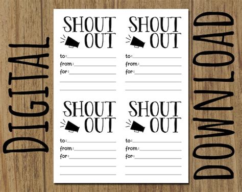 Shout Out Cards Printable PDF DIY Instant Download 8.5 X - Etsy