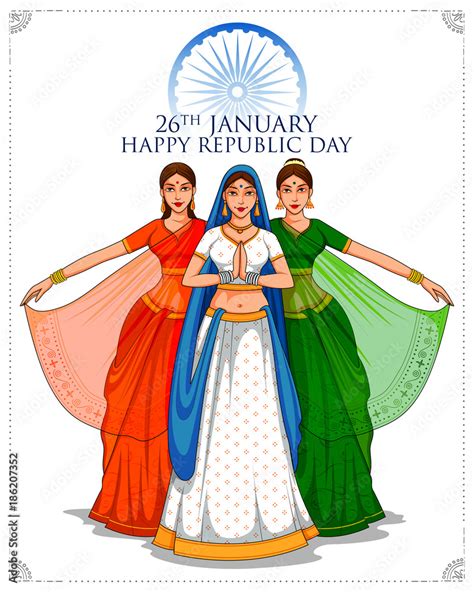 Lady in Tricolor saree of Indian flag for 26th January Happy Republic ...