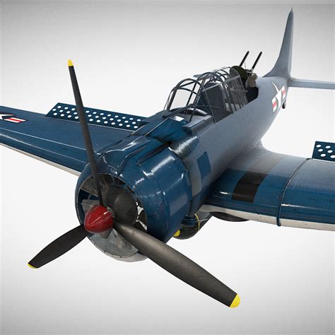 Low Poly PBR Game Ready Douglas SBD Dauntless 3D model