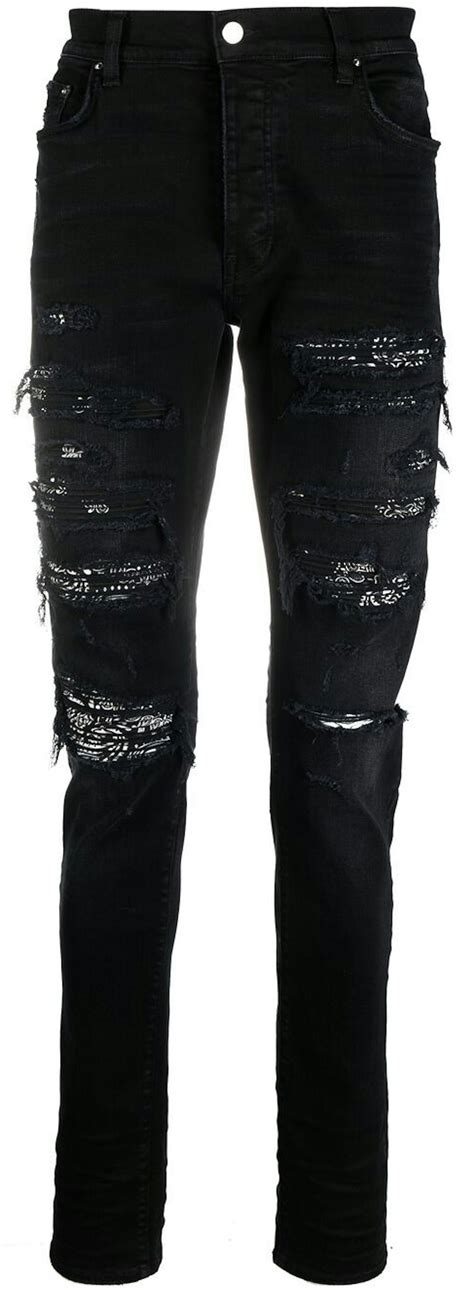 AMIRI Distressed Bandana Slim-Fit Jeans Black - SS21