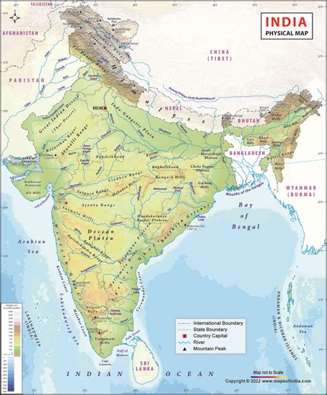 Physical Map of India, India Physical Map