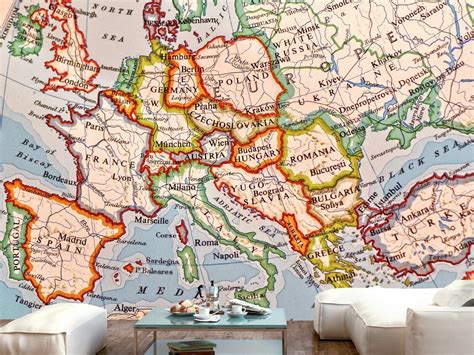 Europe Map Wallpaper Wall Mural Photo Children Kid Play Room - Etsy UK