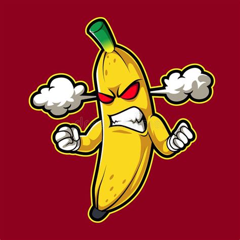 Banana Angry Mascot Logo Cartoon Illustration Rage Yellow Banana Funny ...