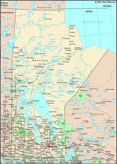 Manitoba, Canada Political Wall Map | Maps.com.com