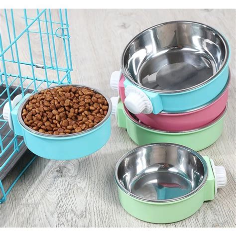 Pet Feeding Bowl Hanging Non-Slip Cats Dogs Food Bowls Stainless Steel ...